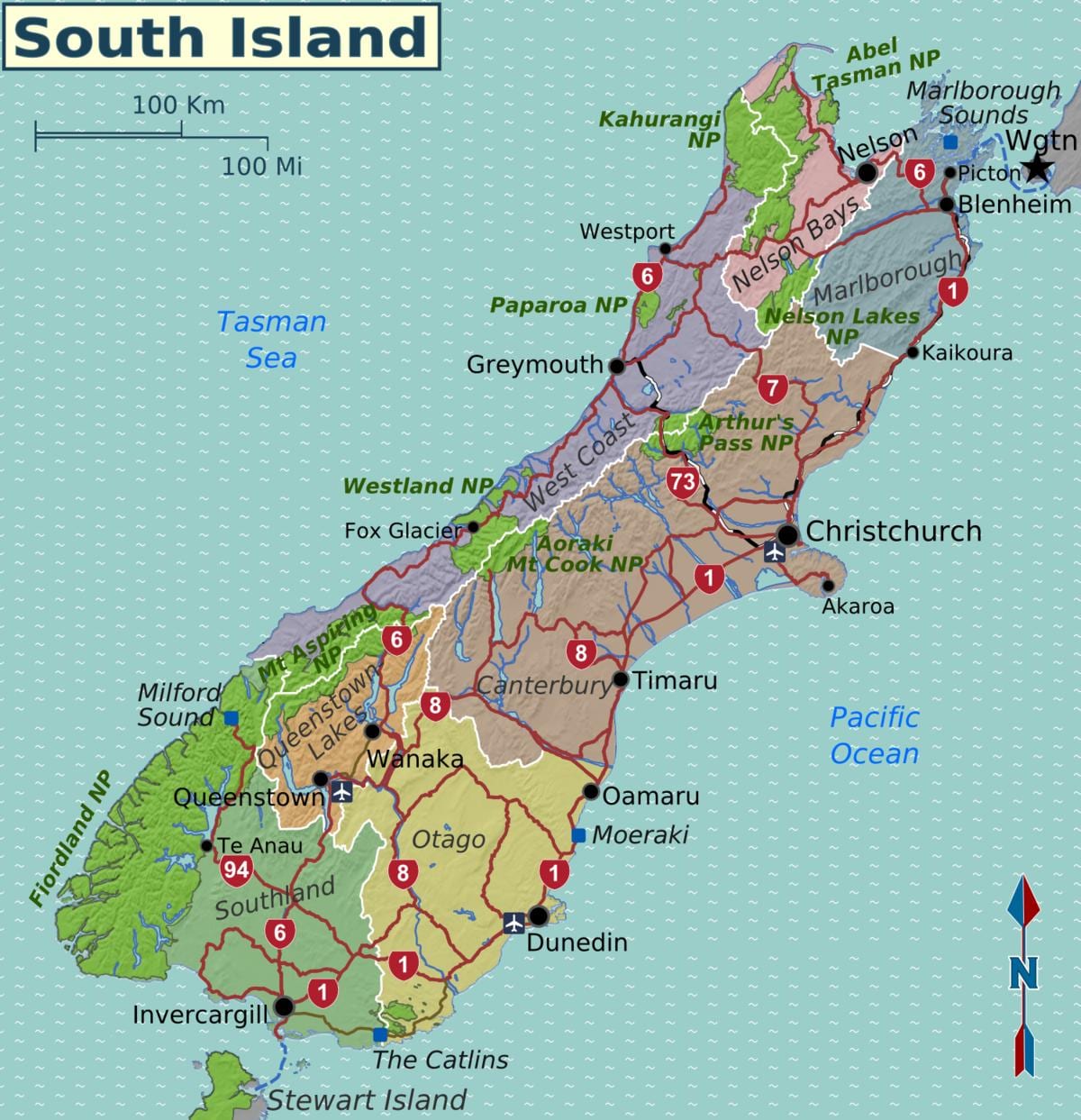 Kat jeyografik nan sid zile a nan new zeland rejyon