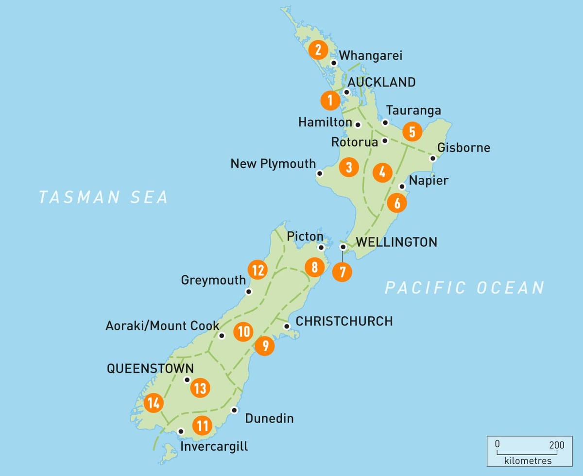 Kat jeyografik nan sid zile a nan new zeland tout ti bouk