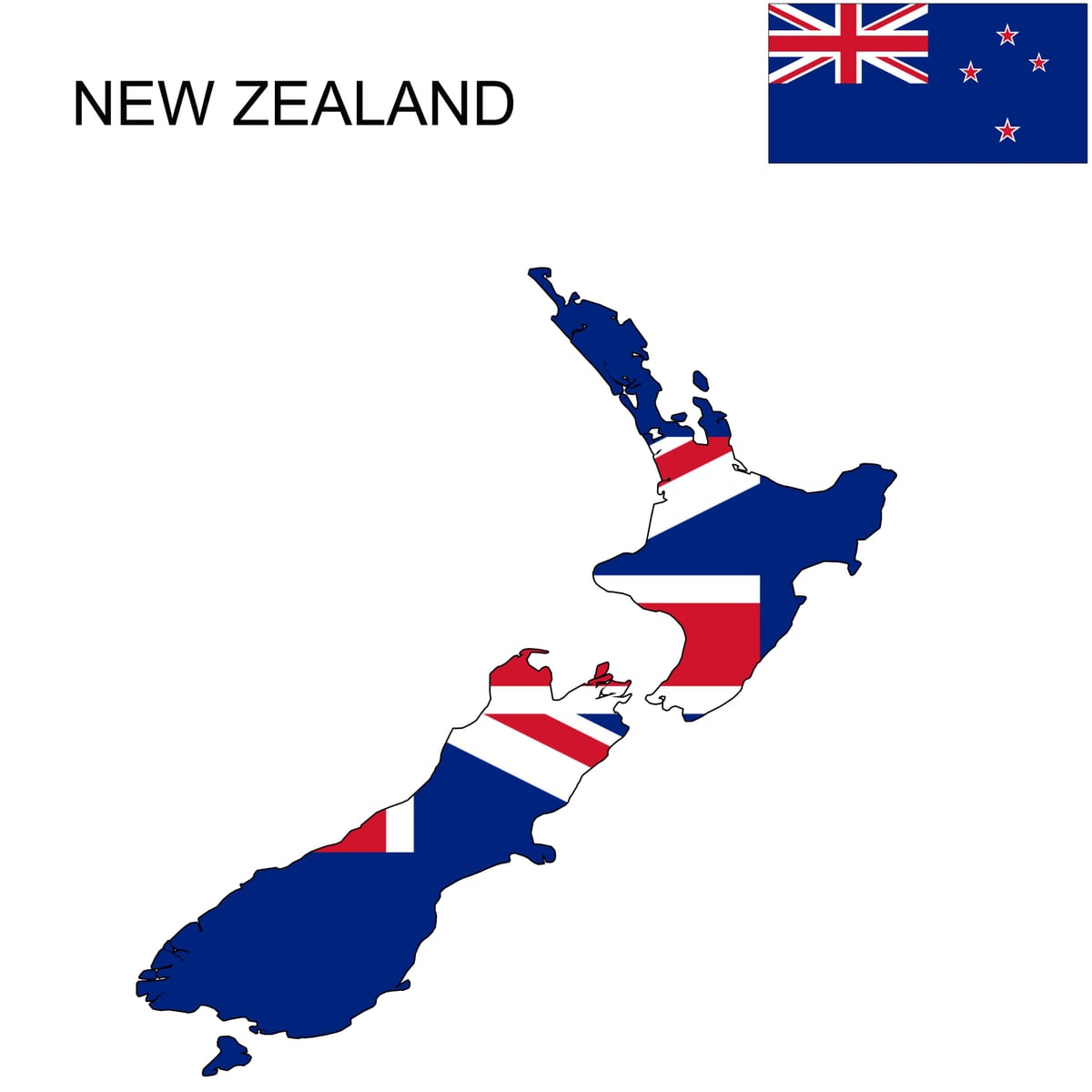 Kat jeyografik nan new zeland ak drapo a