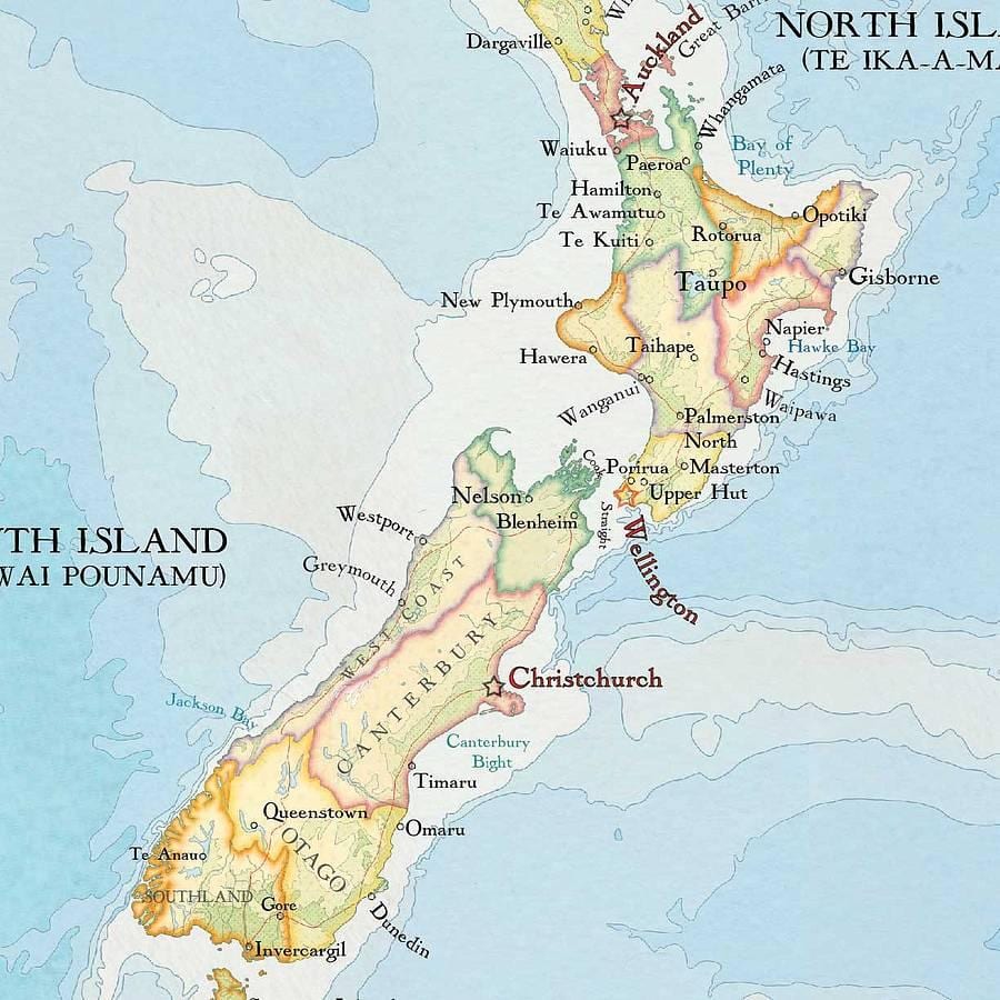 Kat jeyografik nan new zeland ekri an lèt detache