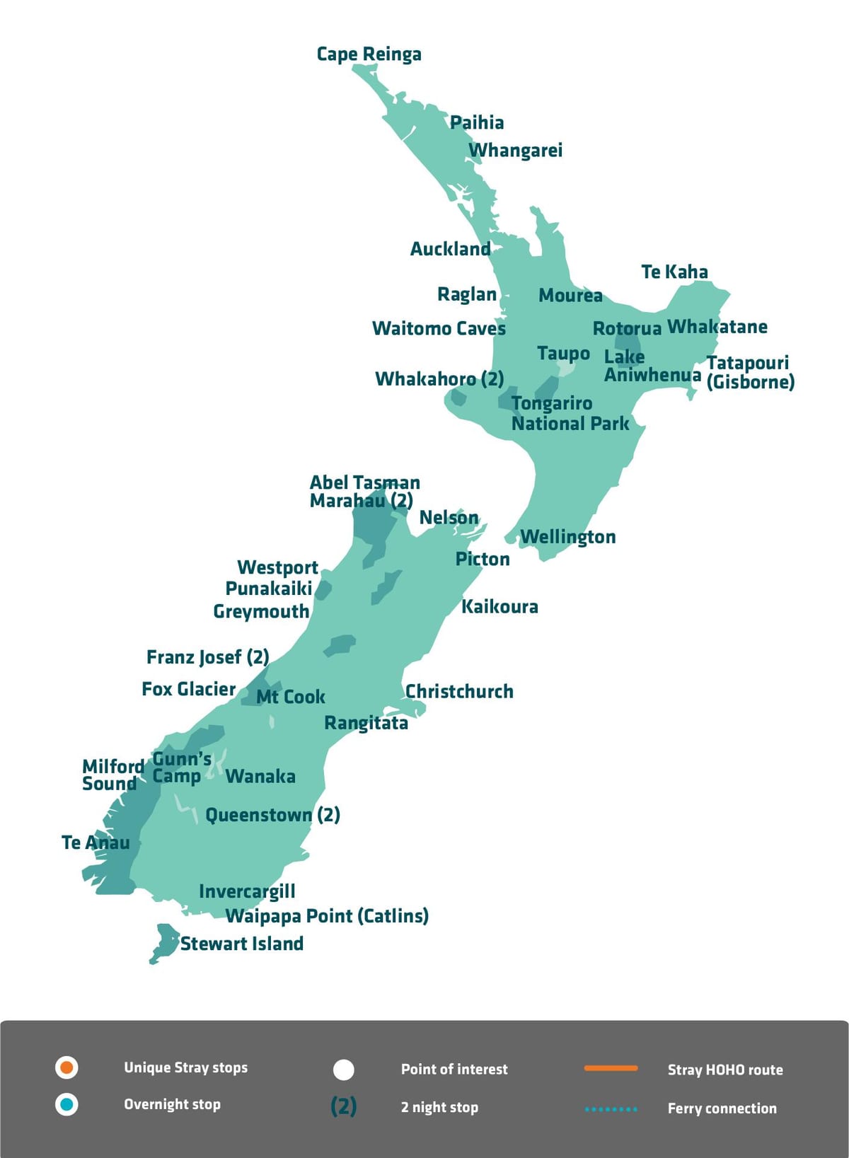 Kat jeyografik nan new zeland touristik