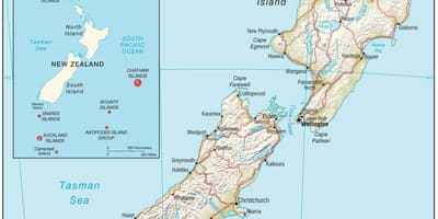 Kat jeyografik nan new zeland nò zile a ak distans