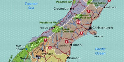 Kat jeyografik nan sid zile a nan new zeland rejyon