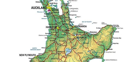 Ka detaye kat jeyografik nan north island new zeland