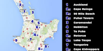 Kat jeyografik nan new zeland nò zile a atraksyon