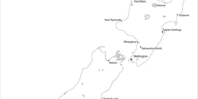 Kat jeyografik nan new zeland nwa ak blan