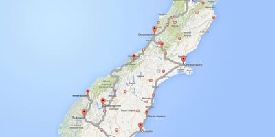 Detaye kat wout nan sid zile a nan new zeland